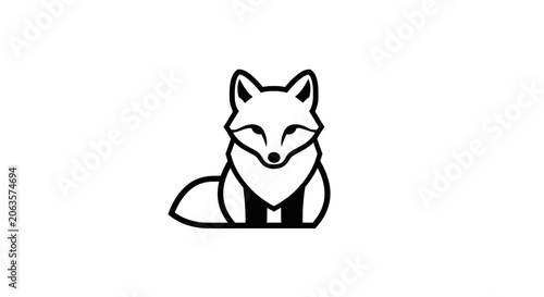 Foto Minimalist black and white fox logo icon