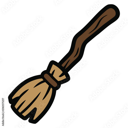 Witch Broom Halloween Icon Vector Illustration