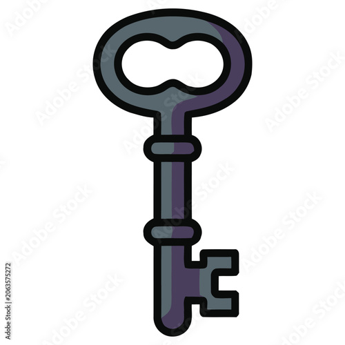 Skeleton Key Halloween Icon Vector Illustration