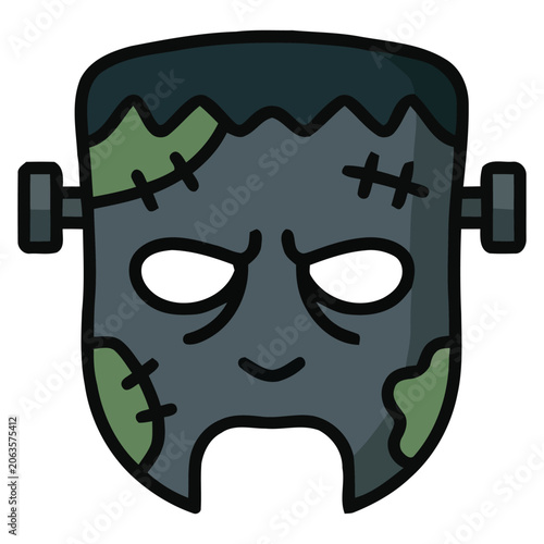 Frankenstein Monster Head Halloween Icon Vector Illustration