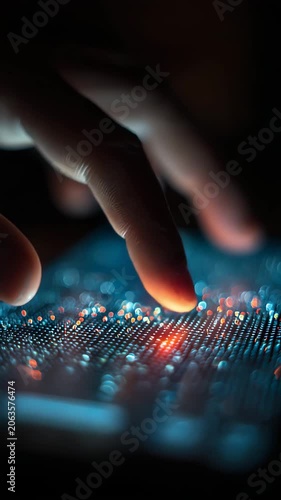 Hand interacting with futuristic digital technology