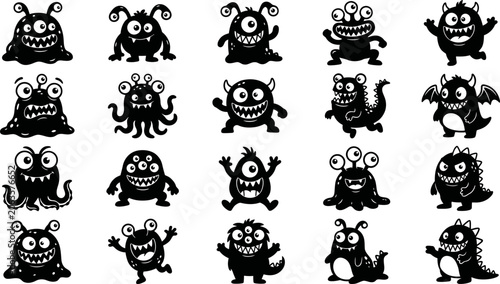Fotografia Collection of various cartoon monsters with different expressions and poses
