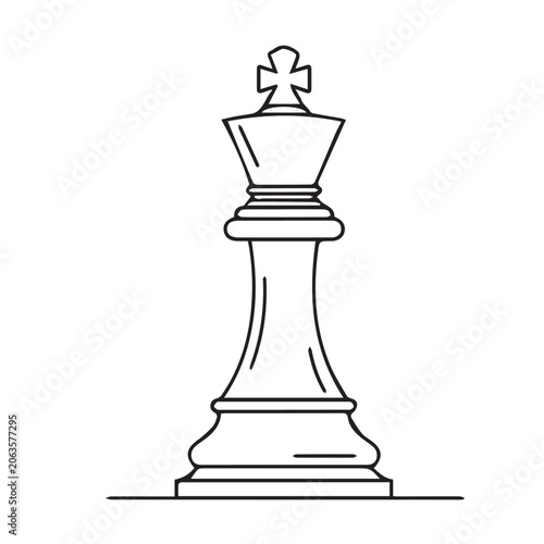 Chess King Piece Icon Outline Flat Vector Design Symbol