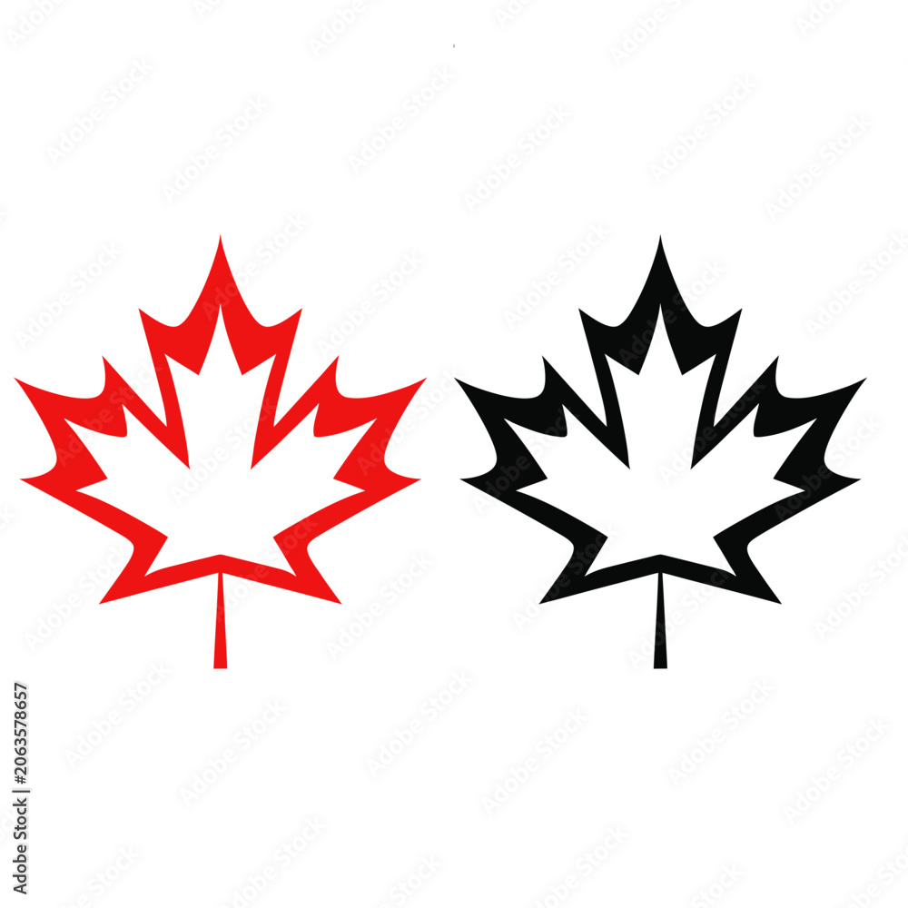 Fototapeta premium Red and black maple leaf icons on canada day