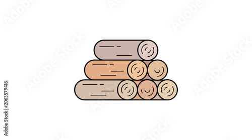 Stacked logs illustration with minimalist design and color palette