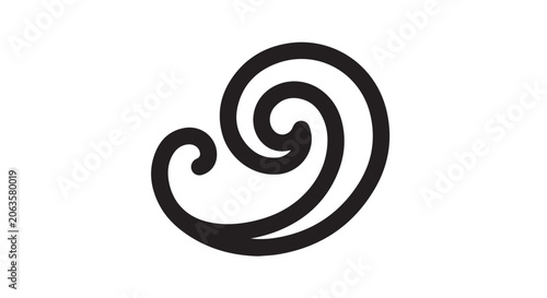 Spiral Swirl Wave Icon Black Decorative Flat Vector Design Symbol