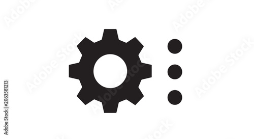 Gear Settings Icon with Three Dots Menu Flat Vector Design Symbol