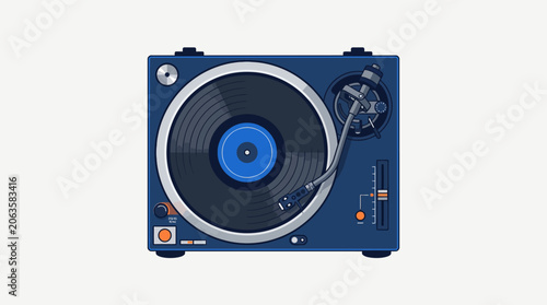 Vintage turntable music player device audio sound system