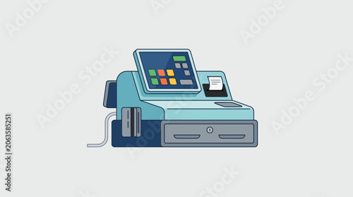 Schilderij op canvas Modern electronic cash register machine with digital display and card reader