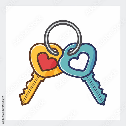 Two Heart Shaped Keys on a Ring