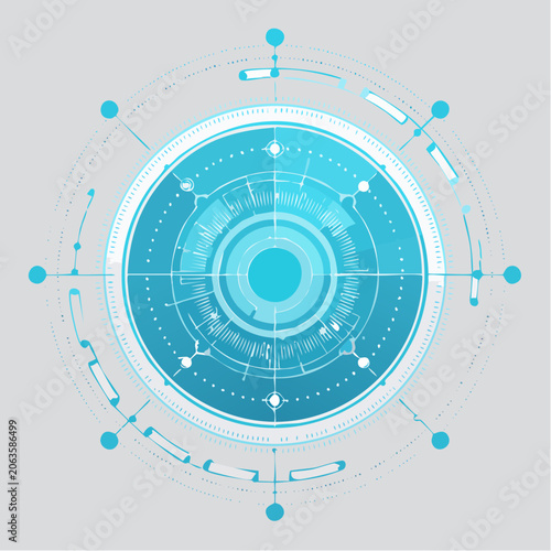 Futuristic Digital Interface with Concentric Circles and Lines
