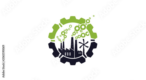 Industrial Green Energy and Sustainable Manufacturing Logo.