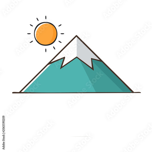Flat design house with sun and sky