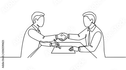 Photos Business agreement, handshake and signing contract