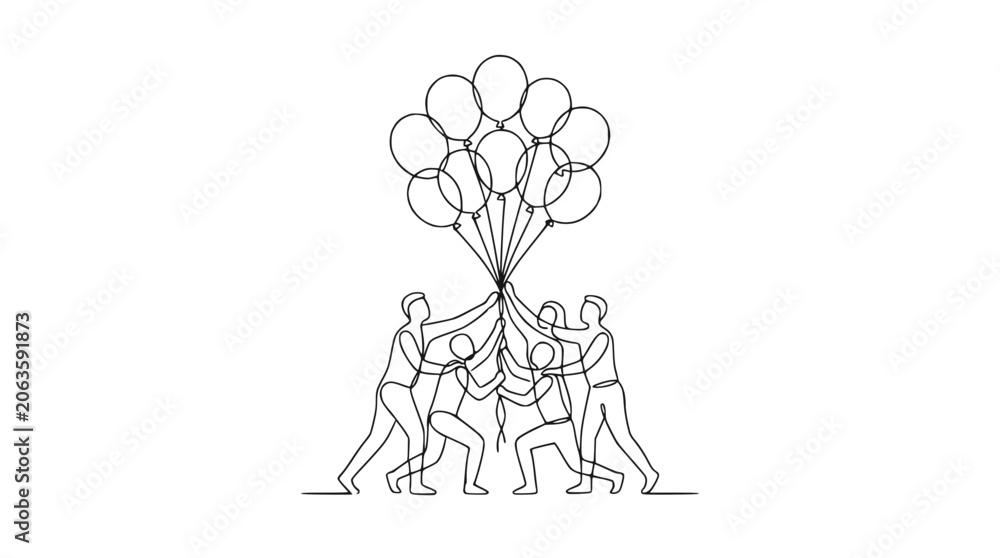Obraz premium Teamwork balloons lift concept