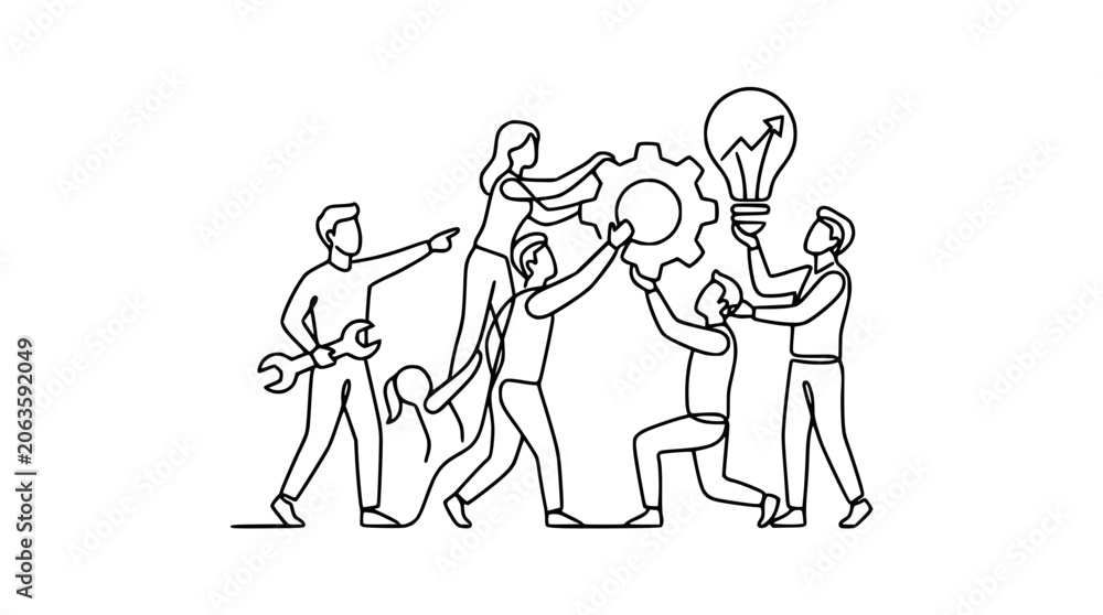 Obraz premium Teamwork concept, people building idea
