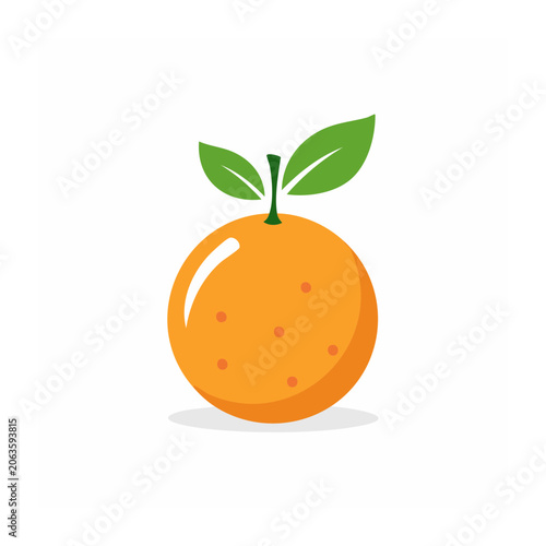 Fresh orange with green leaf isolated