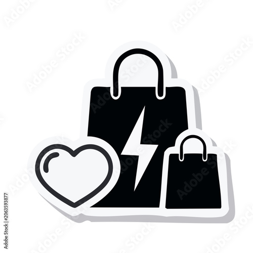 Shopping bag with lightning and heart icon
