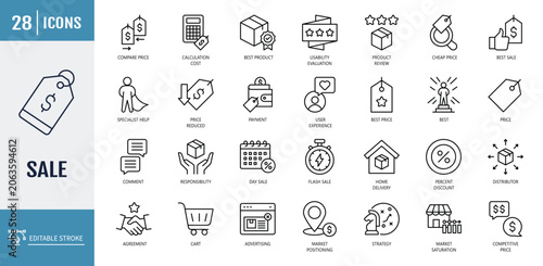 Cuadro en lienzo Sale icon set. editable stroke. vector illustration