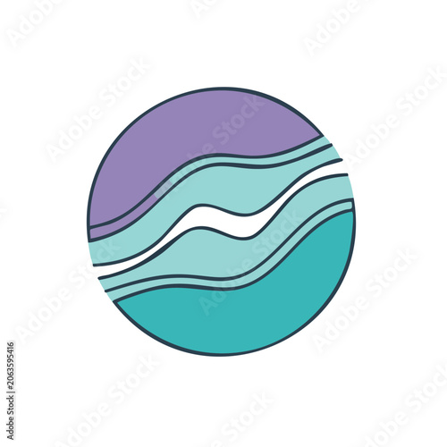 Abstract wave circle icon in purple and teal