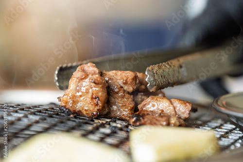 Obraz na plátne delicious savory korean barbecue cooked on baking tray