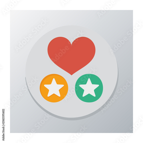 Flat design heart and stars icon