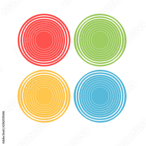 Four colorful concentric circles illustration