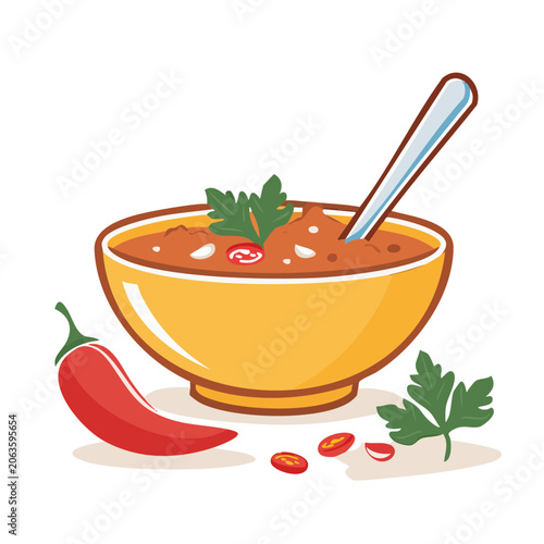 Flat design pumpkin soup in bowl with spoon