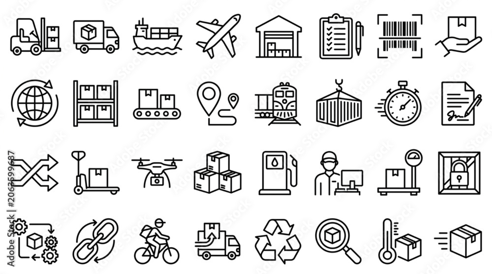 Fototapeta premium Logistics and Shipping Icons Collection.