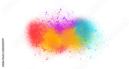 Colorful Paint Powder Explosion Isolated on transparent background