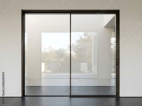 Modern Sliding Glass Door with Minimalist Black Frame in Contemporary Home Interior