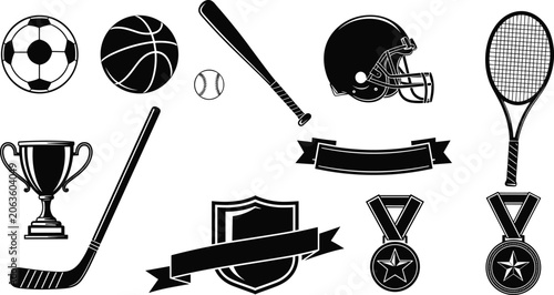 Quadro su tela Multi Sport Championship Vector Set with Soccer Basketball Baseball Football Ten