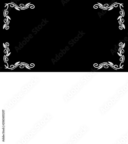 Chalk drawn vintage floral corner borders frame