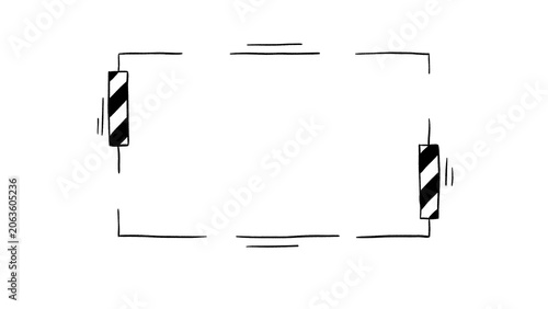 Hand drawn doodle frame with striped geometric elements minimal outline border sketch