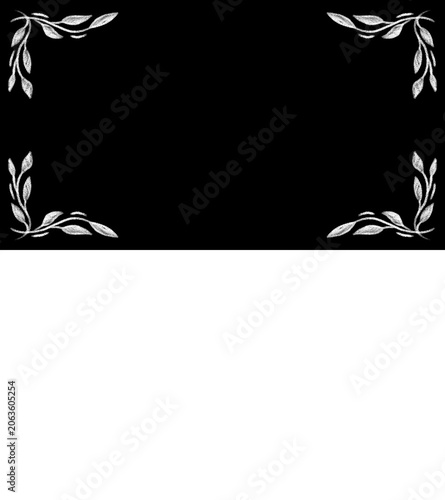 Chalk drawn vintage floral corner borders frame