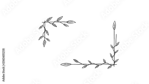 Hand drawn floral corner borders minimal line art
