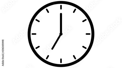 Analog Clock Icon with Rotating Hands in Reverse Direction for Time Management and Schedule Counting Loop Animation
