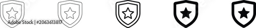Shield Badge Icons with Star Protection Symbol