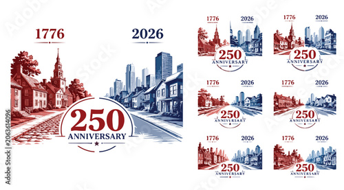 Foto USA Semiquincentennial 250th Anniversary Logo Set, Patriotic American History 17