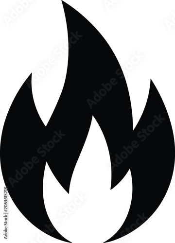 Flame Fire Icon in Bold Silhouette Style