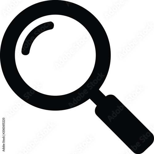 Magnifying Glass Search Icon in Bold Silhouette Style