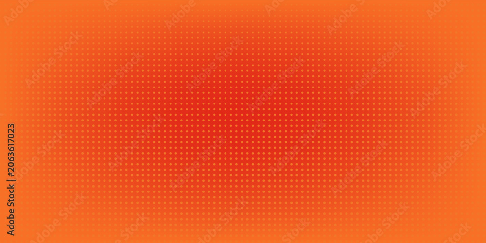 Fototapeta premium Dots halftone orange color pattern gradient texture with technology digital background. Dots pop art comics with summer background. vector ilustration