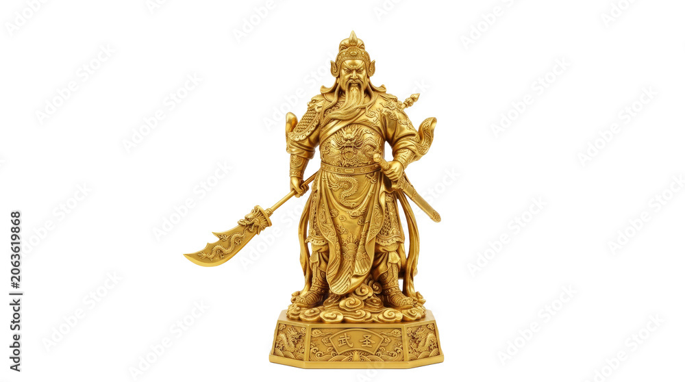 Obraz premium Golden statue of a serene seated Buddha figure in meditation pose.