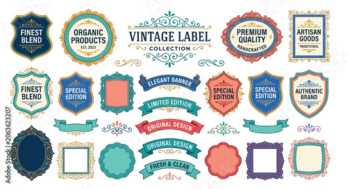 Foto vintage label collection vector labels graphics ornate
