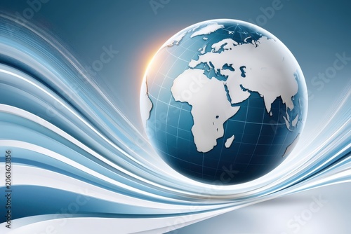 Global operations hub: abstract globe with network grid symbolizing business, technology and international connectivity