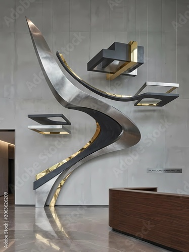 Modern Luxury Abstract Wall Art with Gold and Marble Elements
