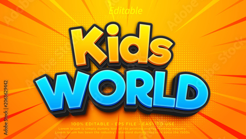 Bild auf Leinwand Editable text effects. Kids world play area 3d text template