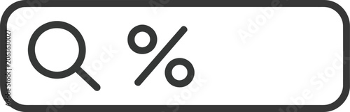Minimalist search bar with magnifying glass and percentage icon a flat vector UI element for e-commerce and filtering options