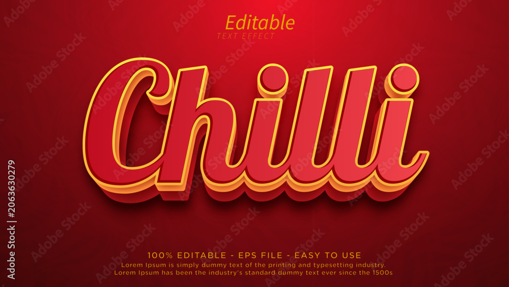 Εκτύπωση καμβά Spicy chilli 3d editable text effect design