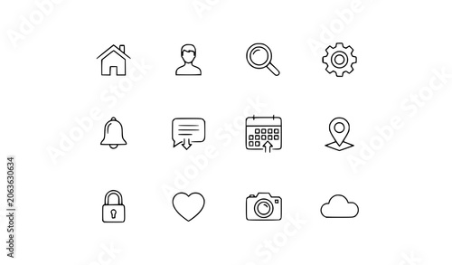 Slika na platnu Universal Web and Mobile UI Linear Icon Set for Website and App Design